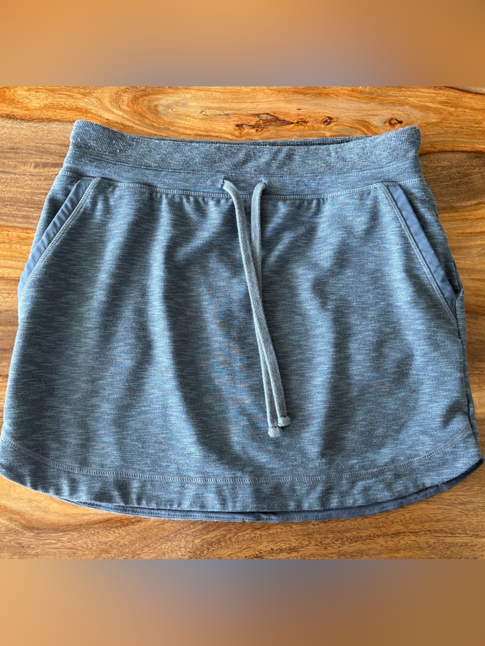 Athleta Heathered Slate Blue Drawstring Skort
